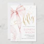 Pink Bow 50th Birthday Invitation (Devant)