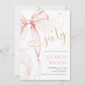 Pink Bow 60th Birthday Invitation (Devant)