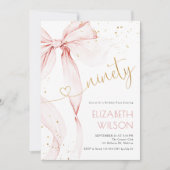 Pink Bow 90th Birthday Invitation (Devant)