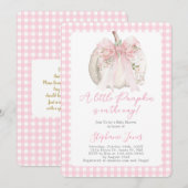 Pink Bow A Little Pumpkin Baby Shower girl Kaart (Voorkant / Achterkant)