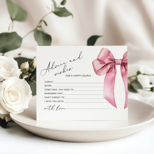 Pink Bow Advies en wensen script bruidskaart