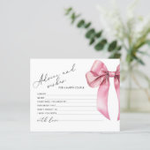 Pink Bow Advies en wensen script bruidskaart (Staand voorkant)