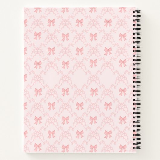 Pink Bow Aesthetic Notebook – Cute & Feminine Jour Notitieboek (Achterkant)