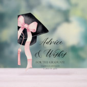 Pink Bow Afstudeerder Party Afstuderen advies en w Acryl Bord (Neutraal)