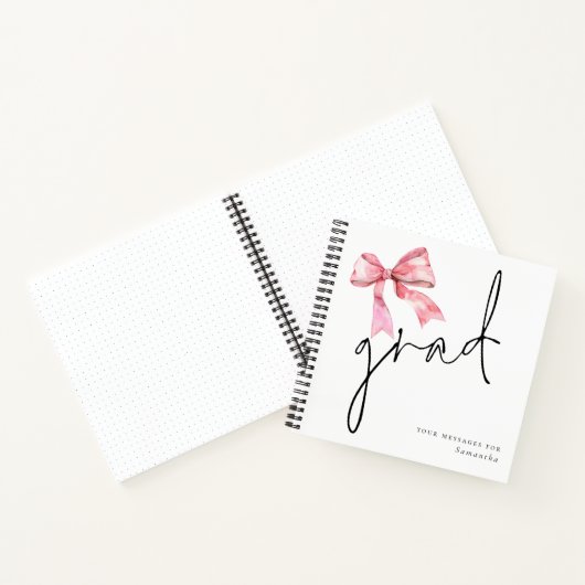 Pink Bow Afstudeerder Script Afstuderen gastenboek Notitieboek (Binnen)
