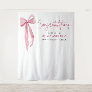 Pink Bow Afstuderen Felicitatie Foto Achtergrond Wandkleed