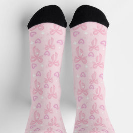 Pink Bow and Heart Socks Sokken