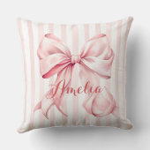 Pink Bow and Stripes Personalized Kussen (Achterkant)