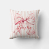 Pink Bow and Stripes Personalized Kussen (Achterkant)