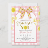 Pink Bow and Yellow Lemon Baby Shower Invitation (Devant)