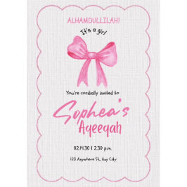 Pink Bow Aqiqah uitnodiging