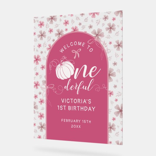 PINK BOW & ARCH FALL PUMPKIN FLOWERS BIRTHDAY (Angle)