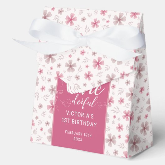 PINK BOW & ARCH FALL PUMPKIN FLOWERS BIRTHDAY BEDANKDOOSJES (Voorkant)