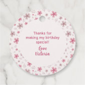 PINK BOW & ARCH FALL PUMPKIN FLOWERS BIRTHDAY BEDANKJES LABELS (Achterkant)