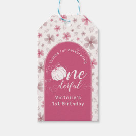 PINK BOW & ARCH FALL PUMPKIN FLOWERS BIRTHDAY CADEAULABEL