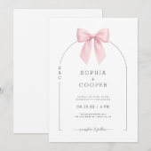 Pink Bow Arch Modern Serif Wedding Invitation (Devant / Derrière)