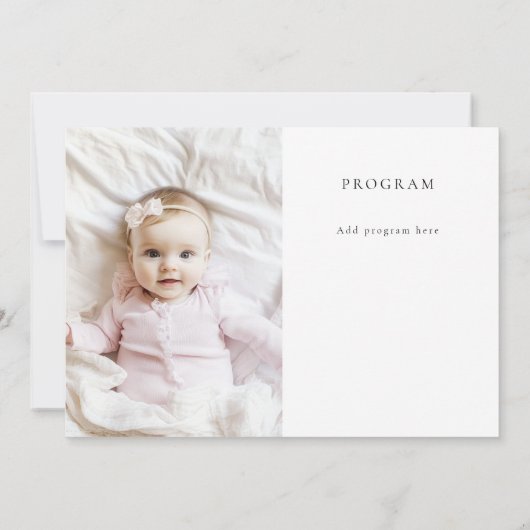 Pink Bow Baby Cérémonie de baptême Programme (Dos)