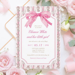 Pink Bow  Baby Girl baby shower Kaart