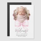 Pink Bow Baby Girl Fotoaankondiging (Voorkant / Achterkant)