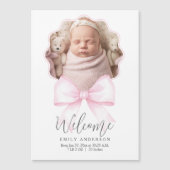 Pink Bow Baby Girl Photo Faire-part de naissance (Devant)