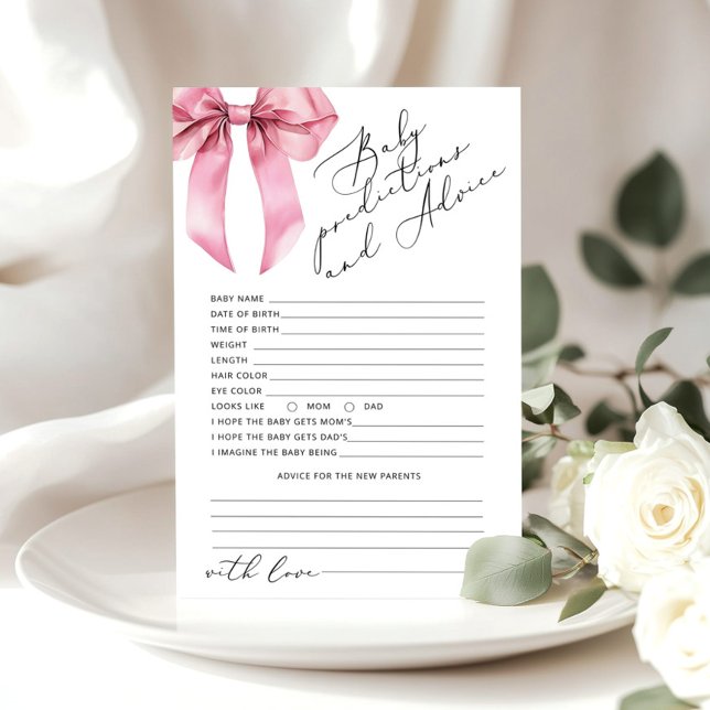 Pink Bow baby girl prédictions et carte de conseil (Créateur téléchargé)