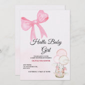 Pink Bow Baby Girl Shower Invitation (Devant / Derrière)