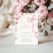 Pink Bow Baby In Bloom Baby Shower Invitation 