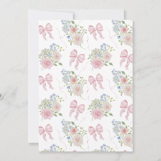 Pink Bow Baby in Bloom Baby shower Kaart (Achterkant)
