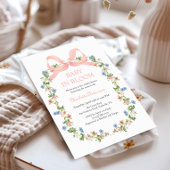 Pink Bow Baby in Bloom Baby shower Kaart