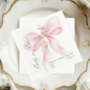 Pink Bow Baby in Bloom Baby shower Servet