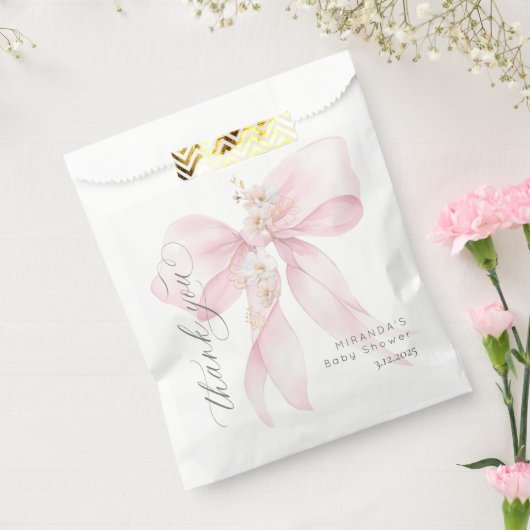 Pink Bow Baby in Bloom bloemendank u Bedankzakje (Gezegeld)