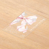 Pink Bow Baby It's Cold Outside Baby Shower Acryl Uitnodigingen (Laagn)