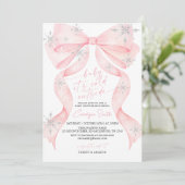 Pink Bow Baby It's Cold Outside Baby Shower Kaart (Staand voorkant)