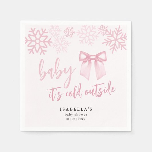 Pink Bow Baby Its Cold Outside Baby Shower Servet (Voorkant)