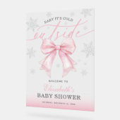 Pink Bow Baby Its Cold Outside Baby Shower Welcome (Angle)