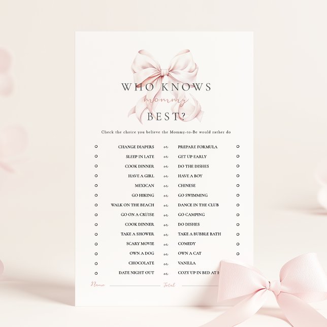 Pink Bow Baby shower Activiteit Spelletjes (Creator heeft geüpload)