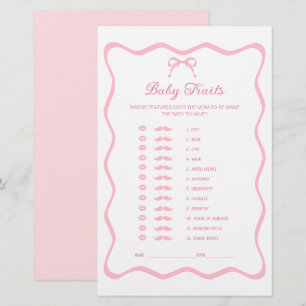 Pink Bow Baby shower Baby Traits spel