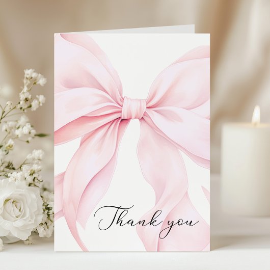 Pink Bow Baby Shower Bedankkaart