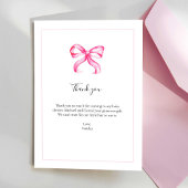 Pink Bow Baby shower Bedankt Elegant Script