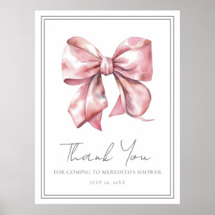 Pink Bow Baby shower Bedankt Poster