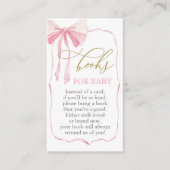 Pink Bow Baby shower Boeken voor Baby Informatiekaartje (Voorkant)