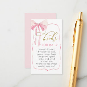 Pink Bow Baby shower Boeken voor Baby Informatiekaartje
