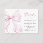 Pink Bow Baby shower Boeken voor Baby Informatiekaartje (Voorkant)