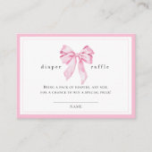 Pink Bow Baby Shower Diaper Raffle Informatiekaartje (Voorkant)