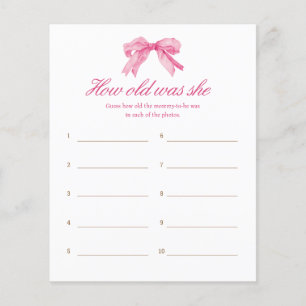 Pink Bow Baby shower Hoe oud was ze leeftijd spel
