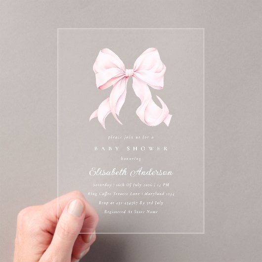 Pink Bow Baby Shower Invitation (In situ (ordinateur de poche))