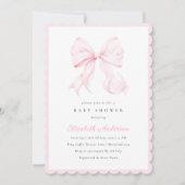 Pink Bow Baby Shower Invitation (Devant)