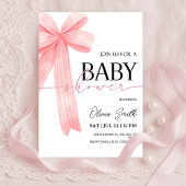 Pink Bow Baby Shower Invitation