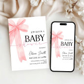 Pink Bow Baby Shower Invitation