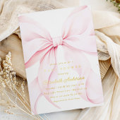 Pink Bow Baby Shower Invitation